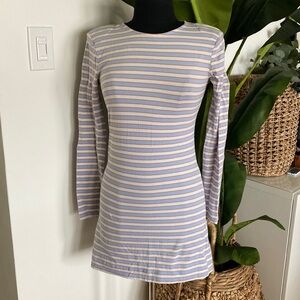 French Connection Baby Blue Striped Mini Dress